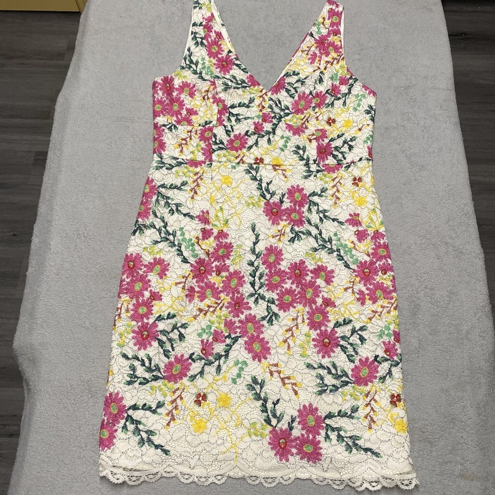 Anthropologie Moulinette Soeurs Dress 16 Colorful Floral Lace Boho Scalloped